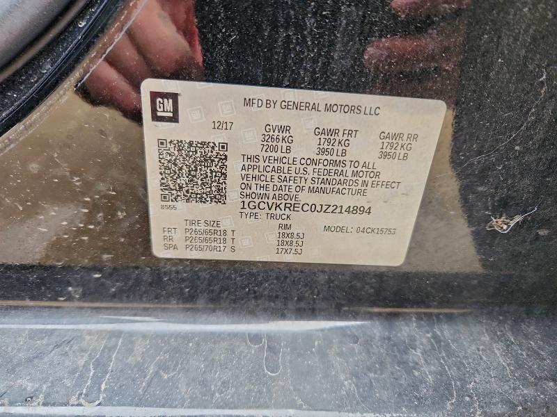 93172475 :رقم المزاد ، 1GCVKREC0JZ214894 vin ، 2018 Chevrolet Silverado مزاد بيع