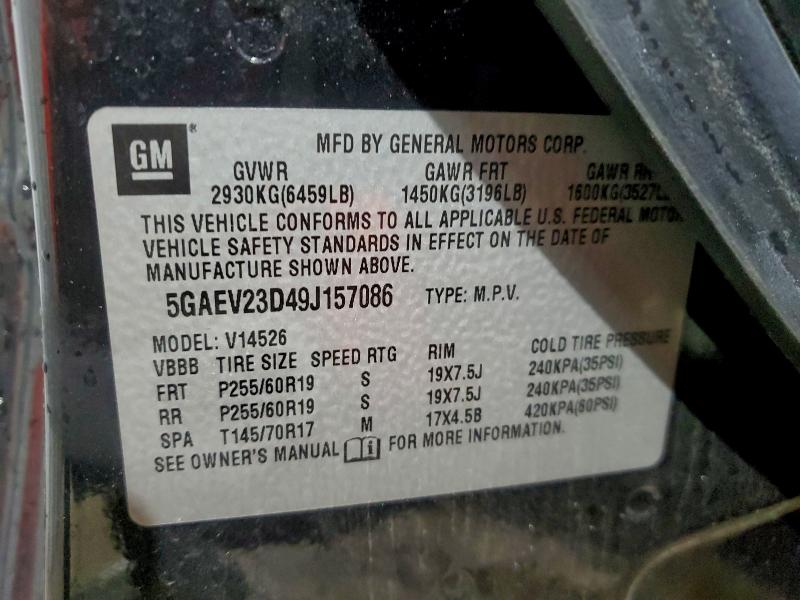 2009 Buick Enclave მანქანა იყიდება აუქციონზე, vin: 5GAEV23D49J157086, აუქციონის ნომერი: 97433565