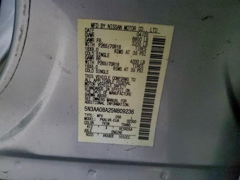 Aukcja sprzedaży 2005 Infiniti Qx56, vin: 5N3AA08A25N809236, numer aukcji: 96396825
