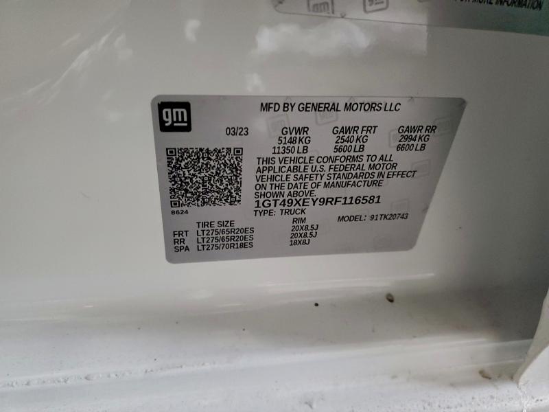 94544155 :رقم المزاد ، 1GT49XEY9RF116581 vin ، 2024 Gmc Sierra مزاد بيع