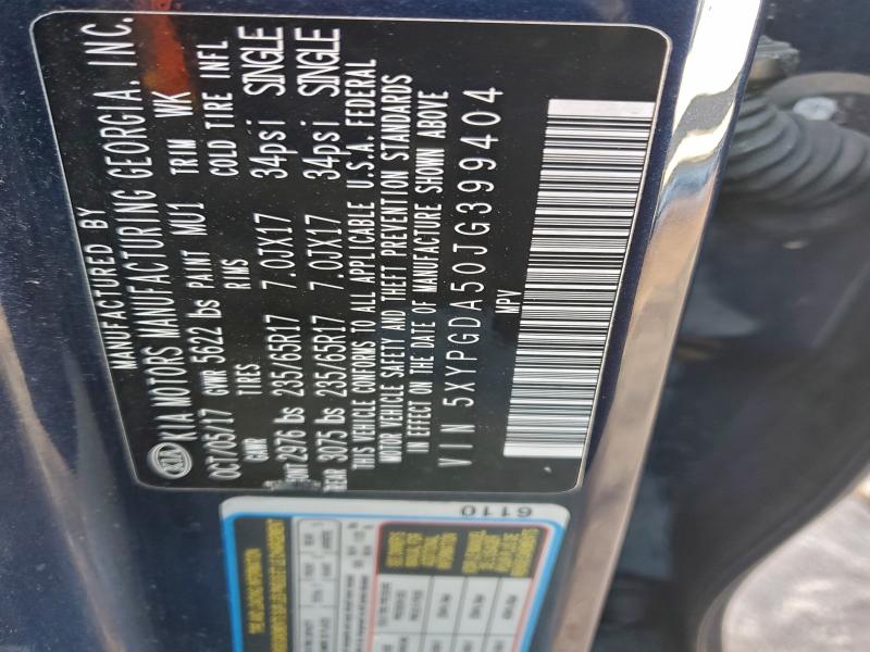98346275 :رقم المزاد ، 5XYPGDA50JG399404 vin ، 2018 Kia Sorento Lx مزاد بيع
