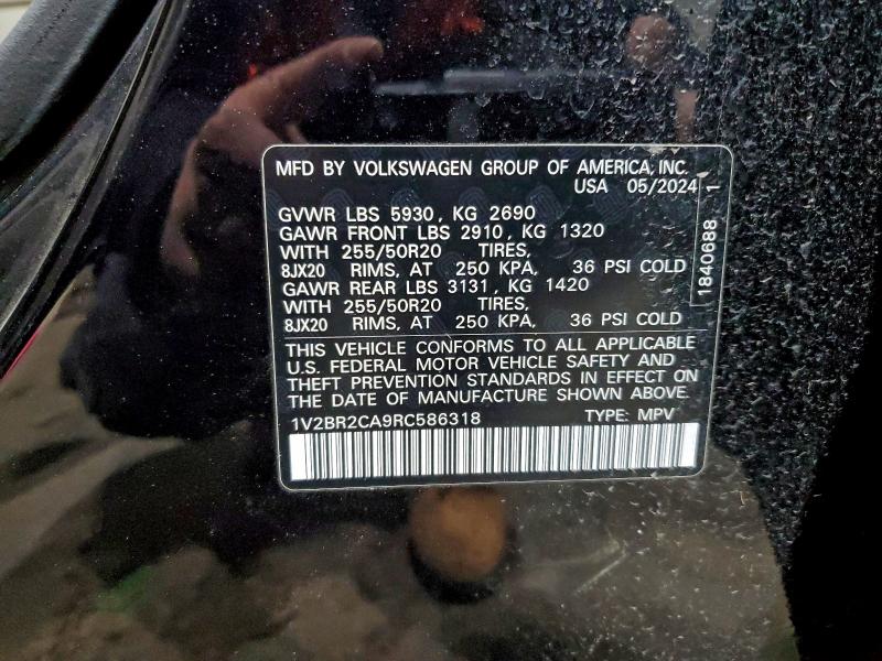Продажа на аукционе авто 2024 Volkswagen Atlas Sel, vin: 1V2BR2CA9RC586318, номер лота: 96909935