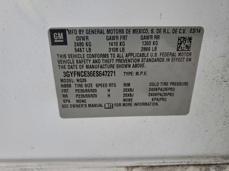 95363315 :رقم المزاد ، 3GYFNCE36ES647271 vin ، 2014 Cadillac Srx مزاد بيع