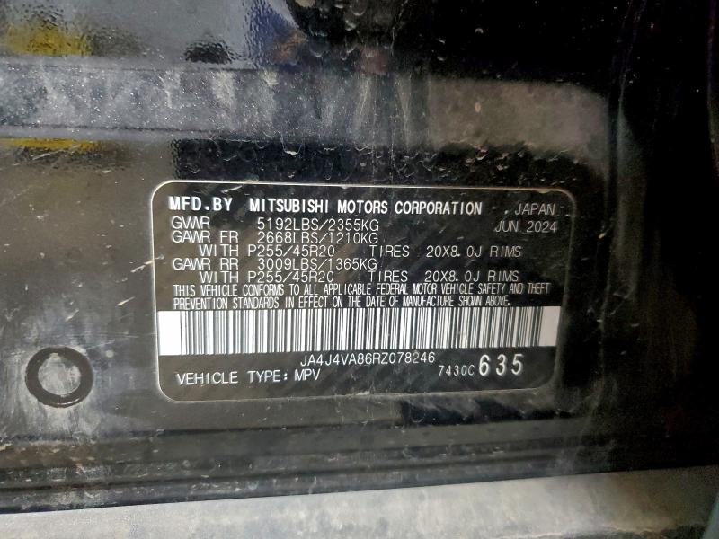 97177215 :رقم المزاد ، JA4J4VA86RZ078246 vin ، 2024 Mitsubishi Outlander مزاد بيع