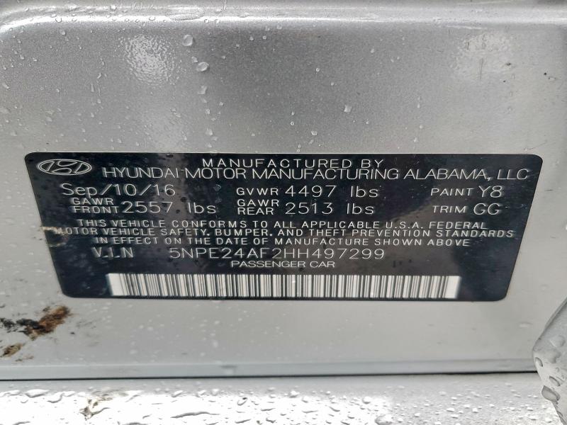 Продаж на аукціоні авто 2017 Hyundai Sonata Se, vin: 5NPE24AF2HH497299, номер лоту: 95750425