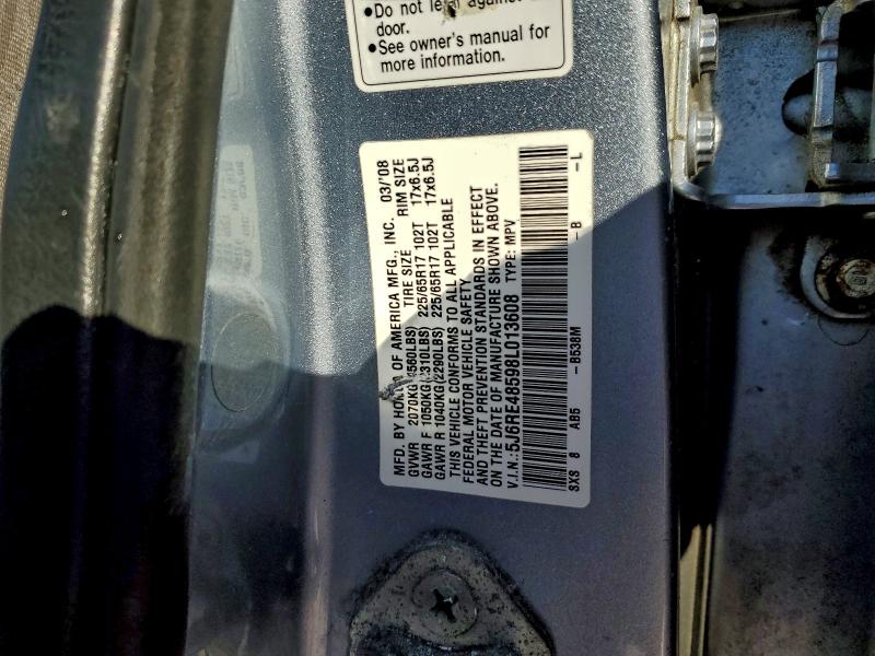 97161835 :رقم المزاد ، 5J6RE48598L013608 vin ، 2008 Honda Cr-v مزاد بيع
