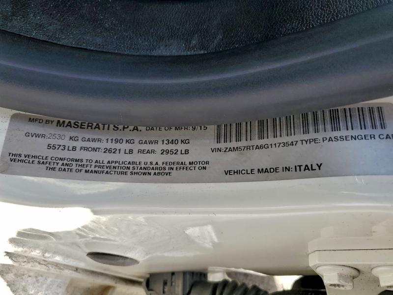 2016 Maserati Ghibli S მანქანა იყიდება აუქციონზე, vin: ZAM57RTA6G1173547, აუქციონის ნომერი: 96490205
