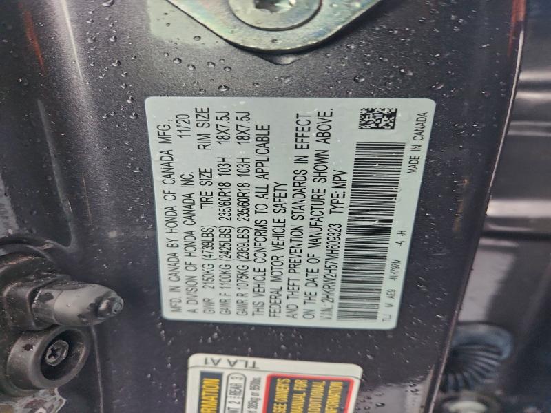 Продажа на аукционе авто 2021 Honda Cr-v, vin: 2HKRW2H57MH609323, номер лота: 97552105