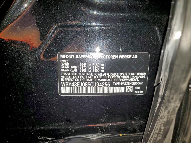 Продаж на аукціоні авто 2025 Bmw I7, vin: WBY43EJ08SCU94256, номер лоту: 97664225