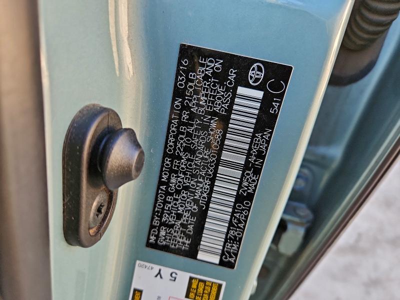 Aukcja sprzedaży 2016 Toyota Prius, vin: JTDKBRFU6G3010588, numer aukcji: 95200295