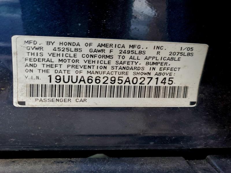 95500225 :رقم المزاد ، 19UUA66295A027145 vin ، 2005 Acura Tl مزاد بيع
