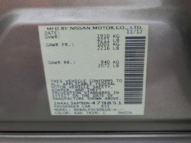 Продажа на аукционе авто 2013 Nissan Altima 2.5, vin: 1N4AL3AP9DN479851, номер лота: 97168465