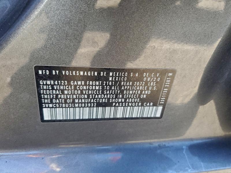 Продажа на аукционе авто 2020 Volkswagen Jetta S, vin: 3VWC57BU3LM083932, номер лота: 96813885
