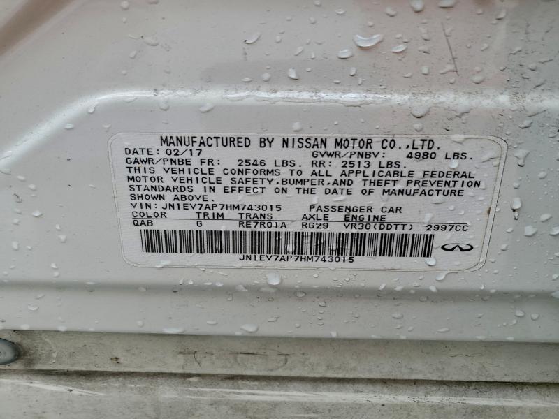 Aukcja sprzedaży 2017 Infiniti Q50, vin: JN1EV7AP7HM743015, numer aukcji: 95496605